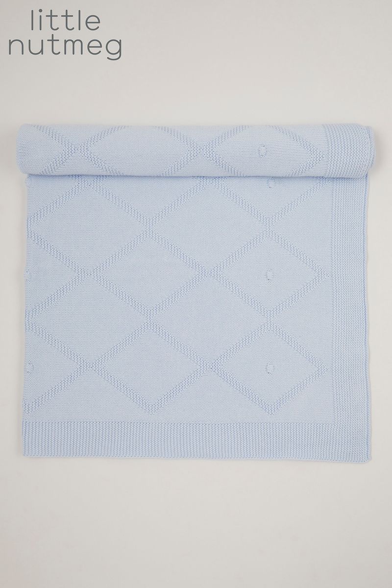 Little Nutmeg Blue Diamond Knit blanket