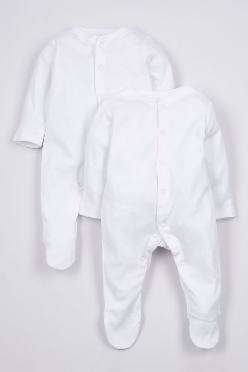 2 Pack White sleepsuits
