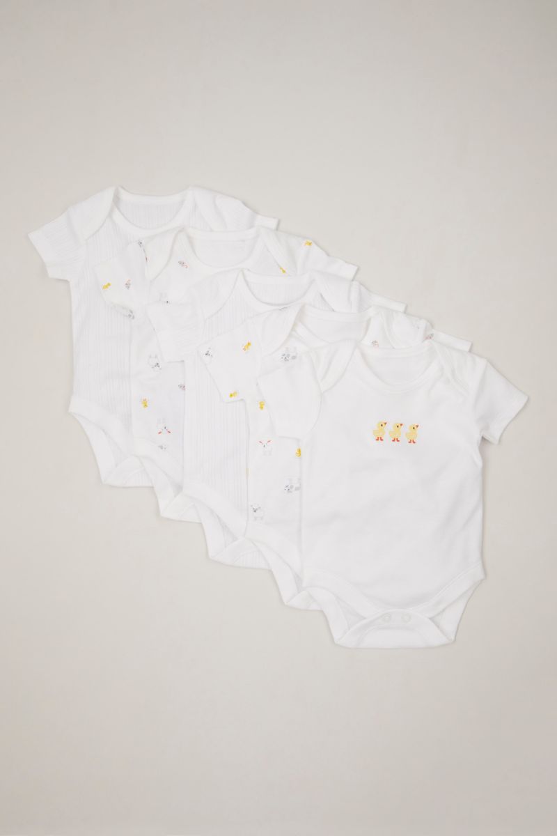 5 Pack White Lamb bodysuits