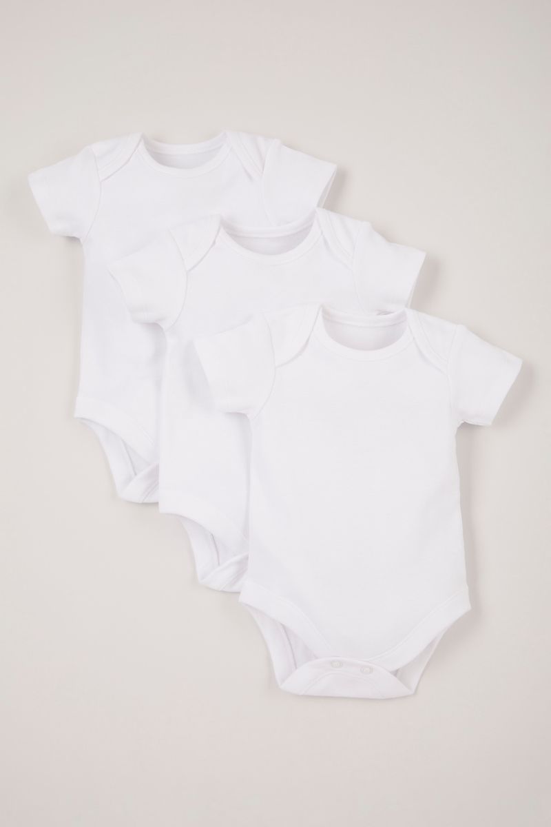 3 Pack White Short Sleeve Bodysuits