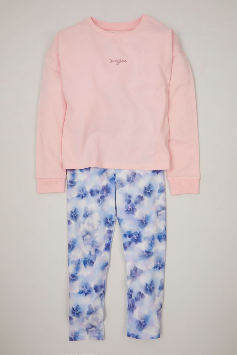 Pink Sweatshirt & Flower leggings