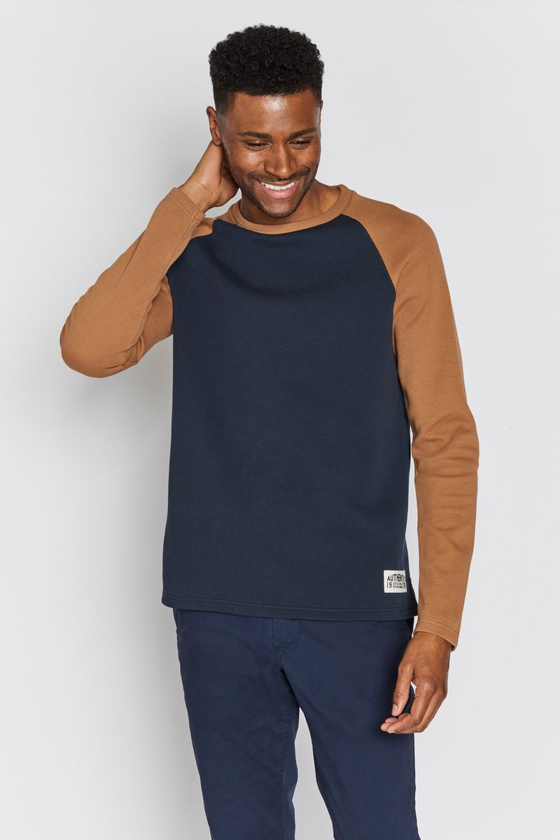 Navy & Ochre Raglan top