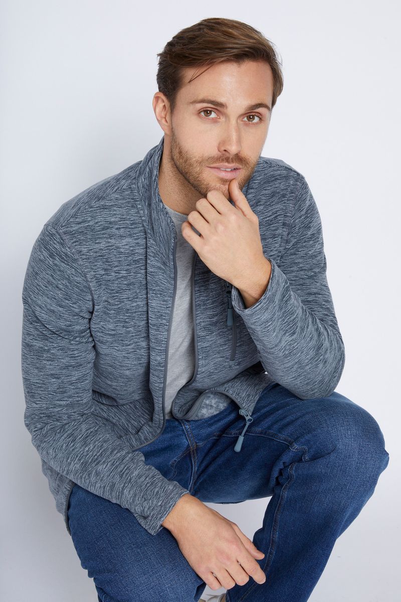 Navy Marl Zip Through Fleece
