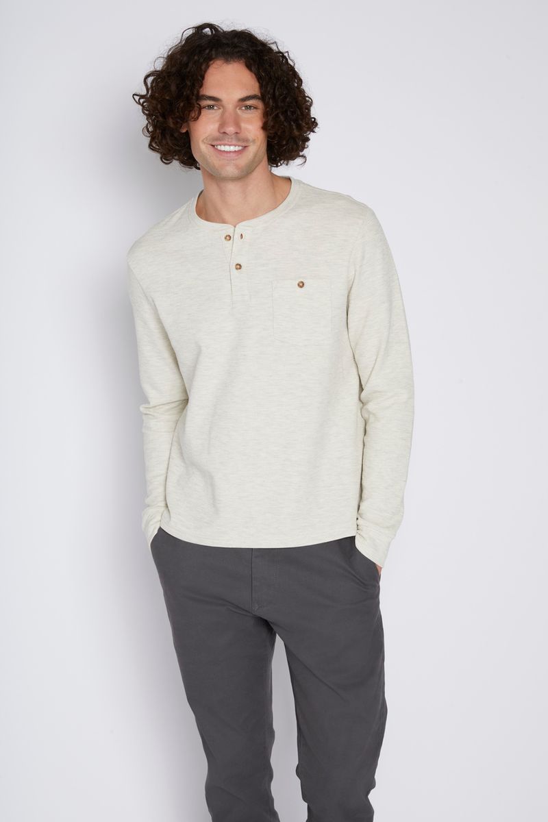 Oatmeal Henley top