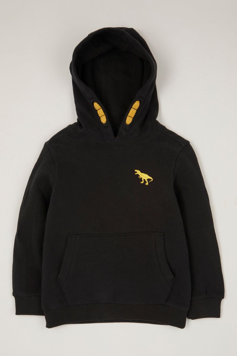 Black Dino Embroidered Hoodie 1-10 yrs
