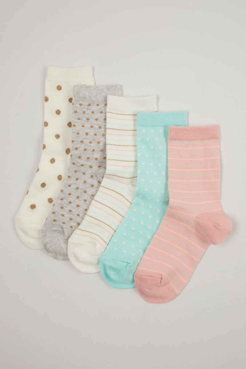 5 Pack Pastel Glitter Socks