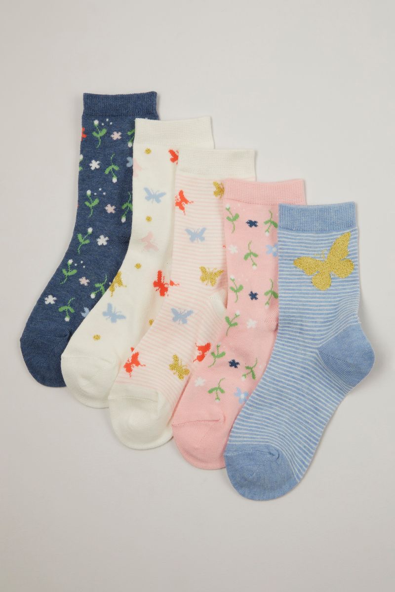 5 Pack Butterfly Floral Socks