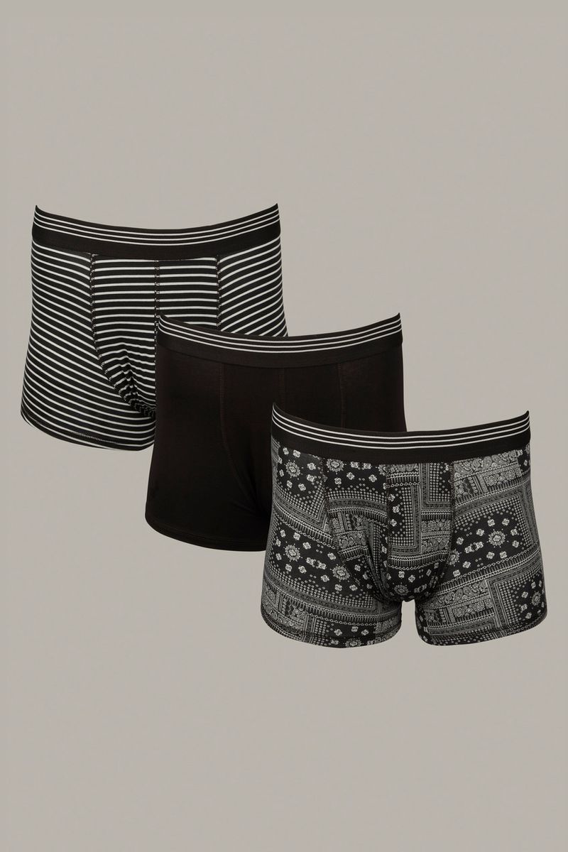 3 Pack Monochrome Hipster Trunks
