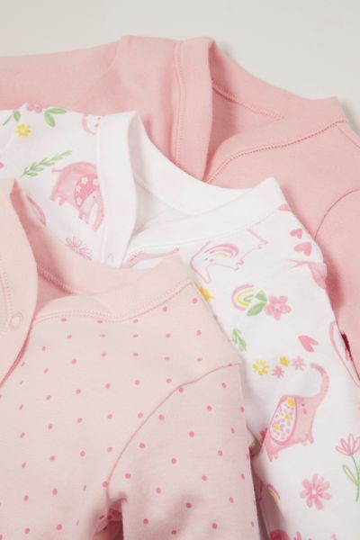 Online Exclusive 5 Pack Pink Flower Sleepsuits Nutmeg