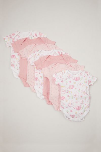 Online Exclusive 7 Pack Pink Elephant Bodysuits