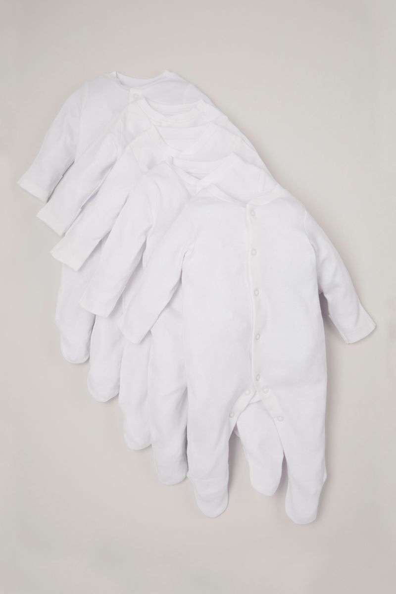 Online Exclusive 5 Pack White Sleepsuits