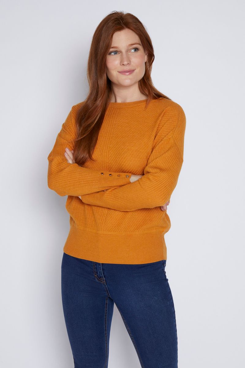 Ochre Button Sleeve Jumper