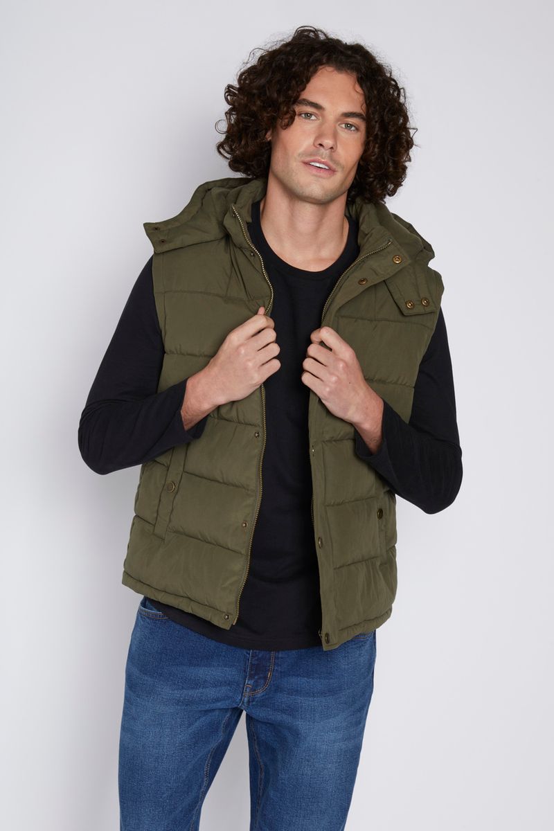 Khaki Hooded gilet