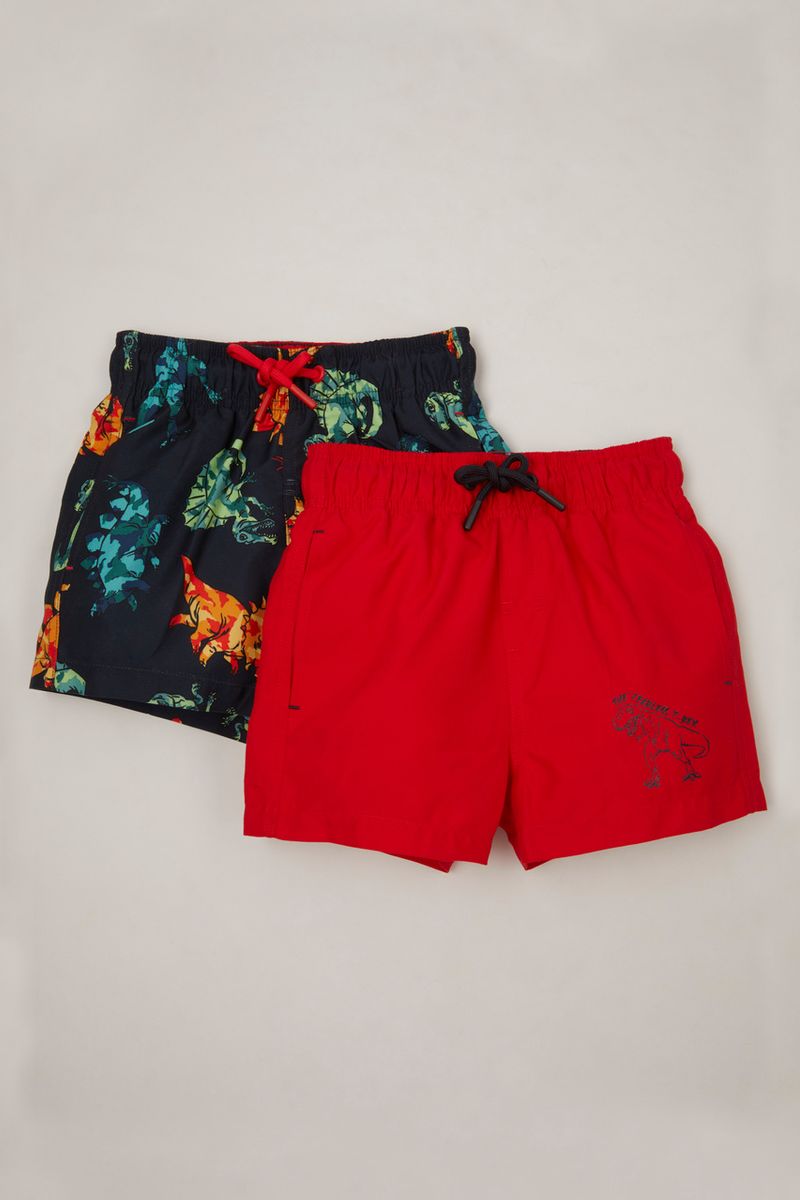 2 Pack Camo Dino Swim Shorts