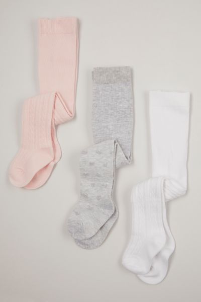 3 Pack Pink & Grey Tights