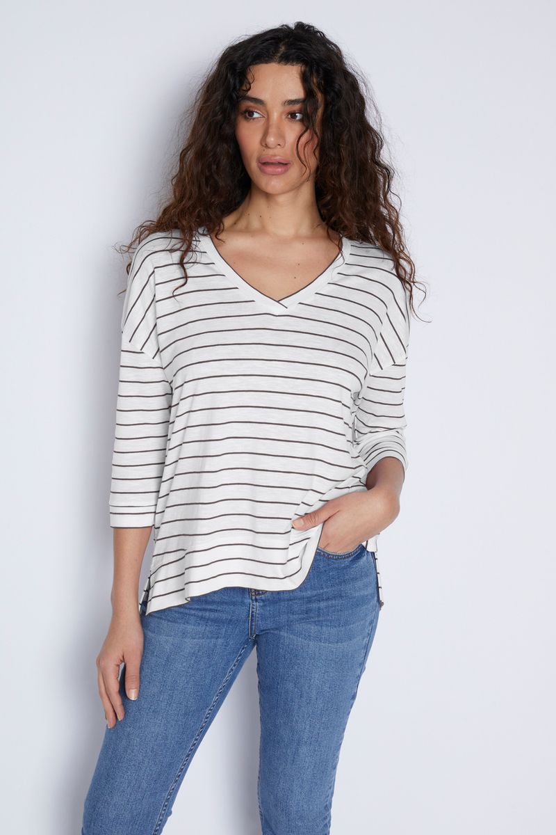 3/4 Sleeve Black Stripe T-shirt