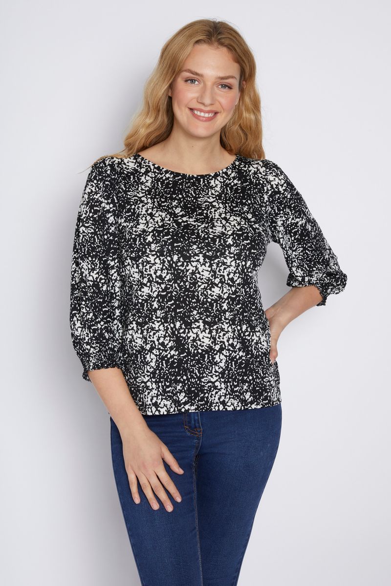 Wild Print Puff Sleeve Top