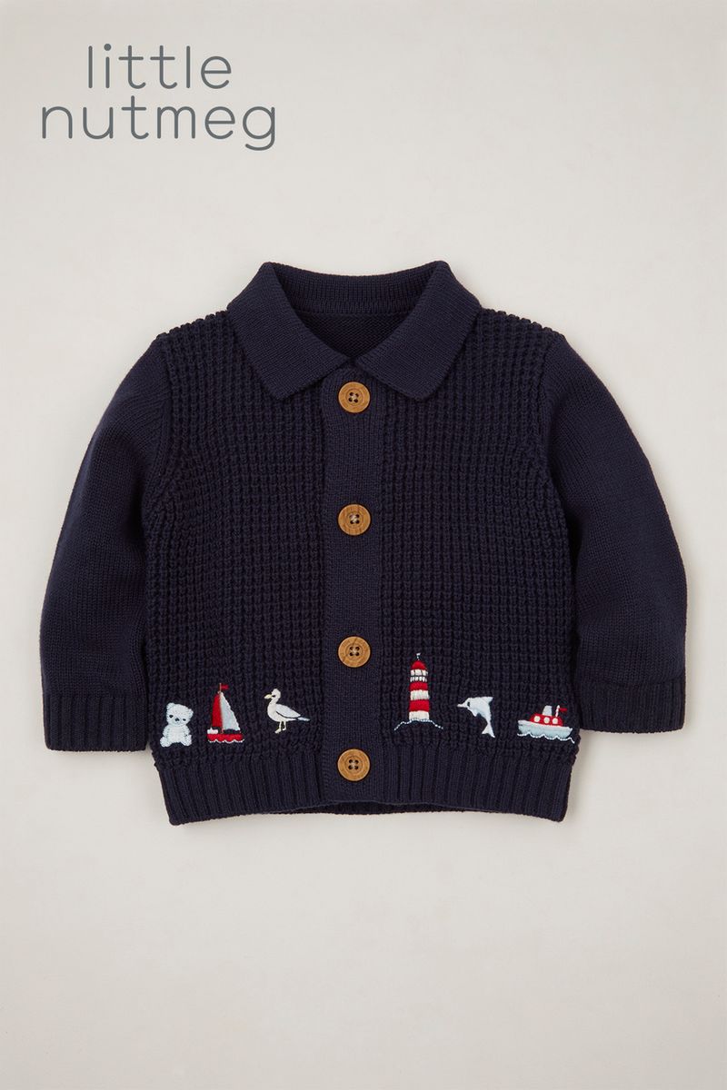 Little Nutmeg Embroidered Bear cardigan