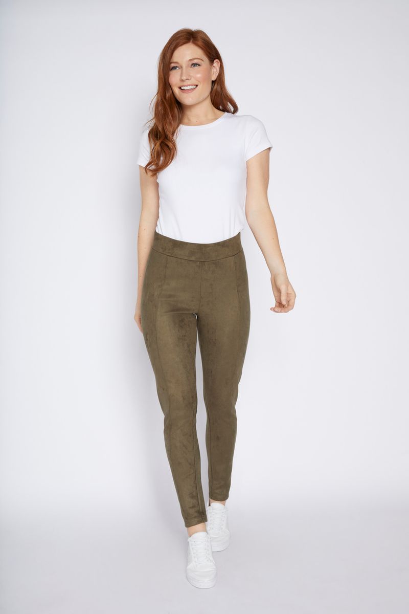 Khaki Suedette Leggings