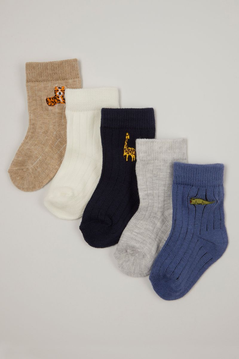 5 Pack Tiger Ribbed socks