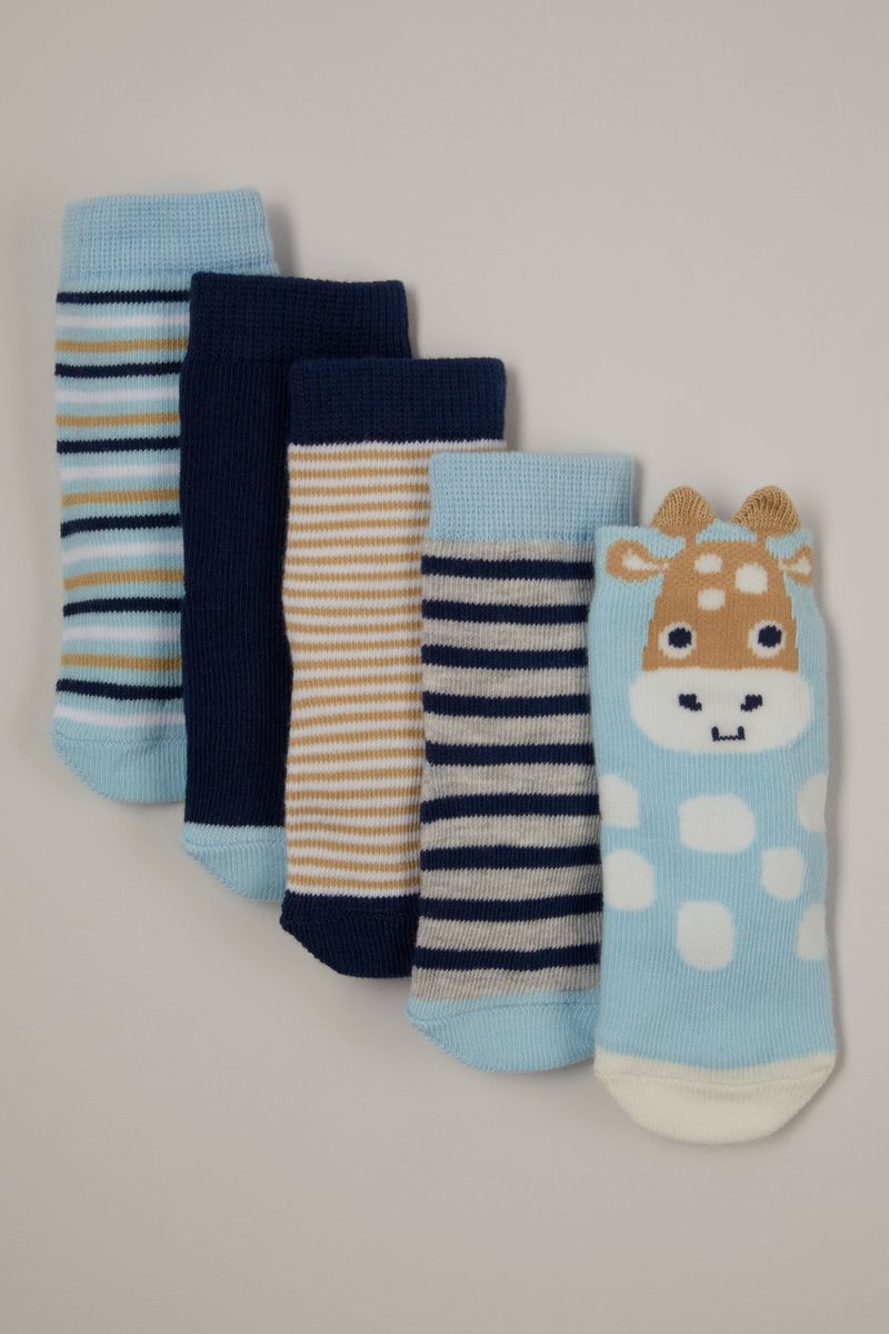 5 Pack Blue Giraffe socks