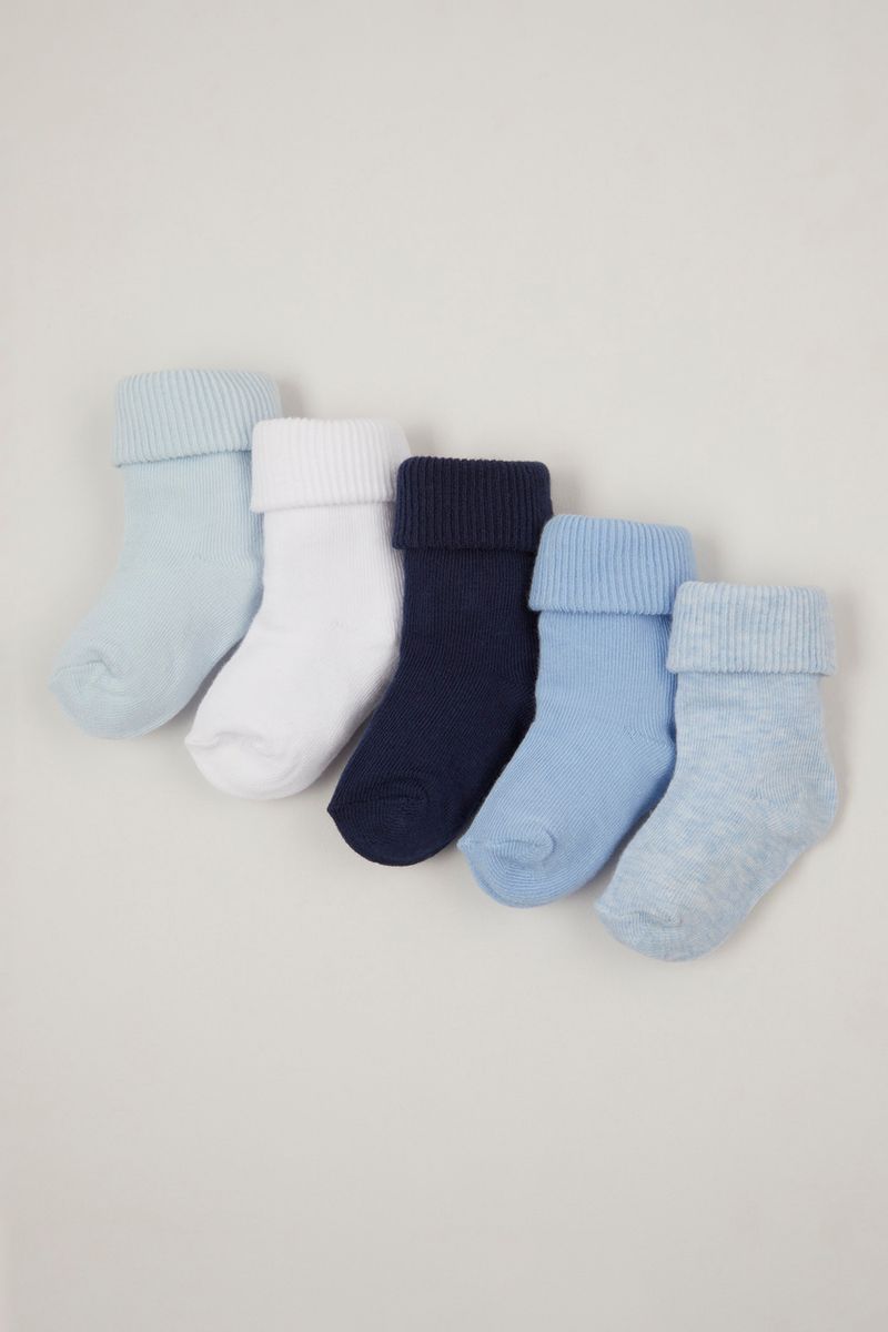5 pack Blue turn over socks