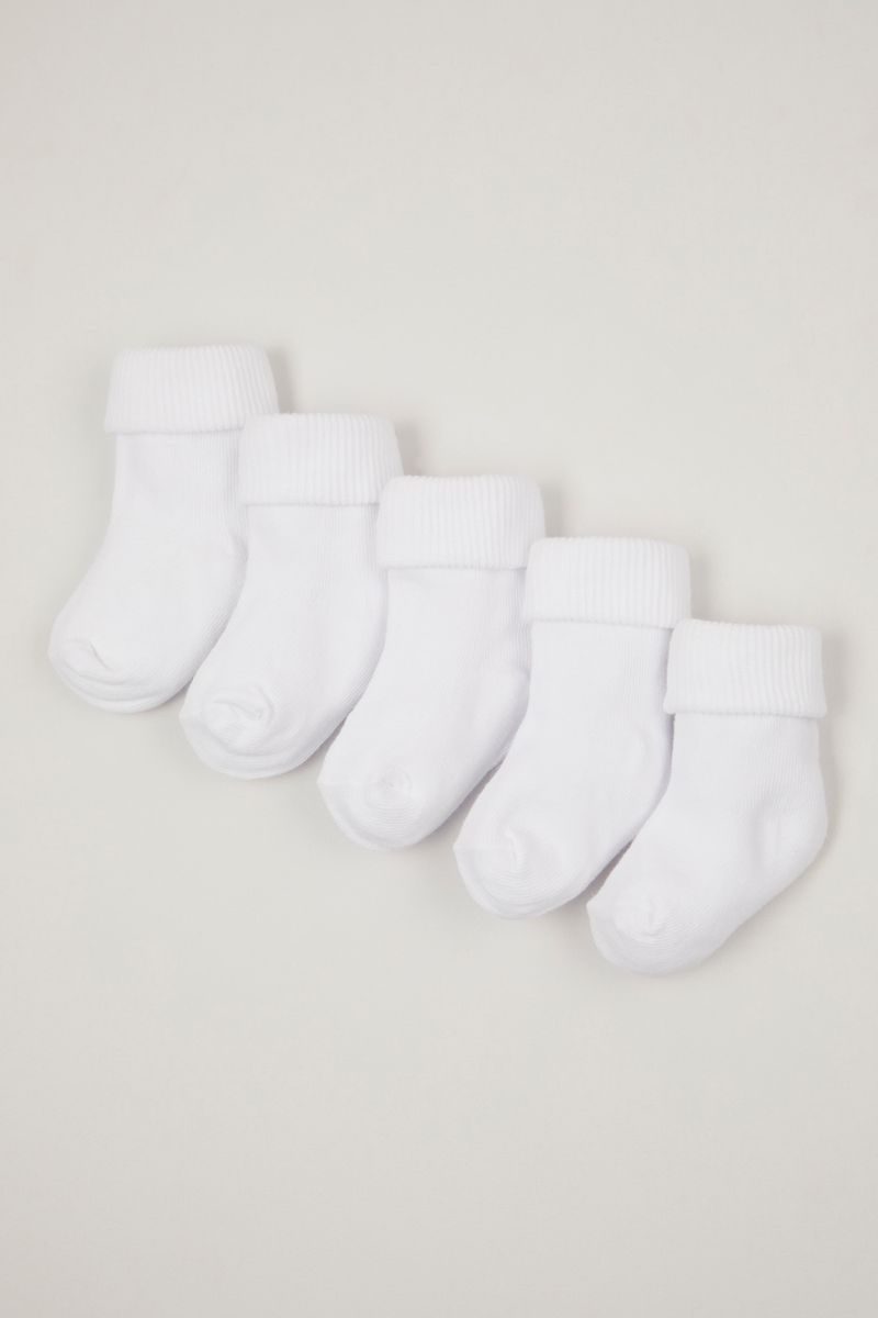 5 pack white turnover socks