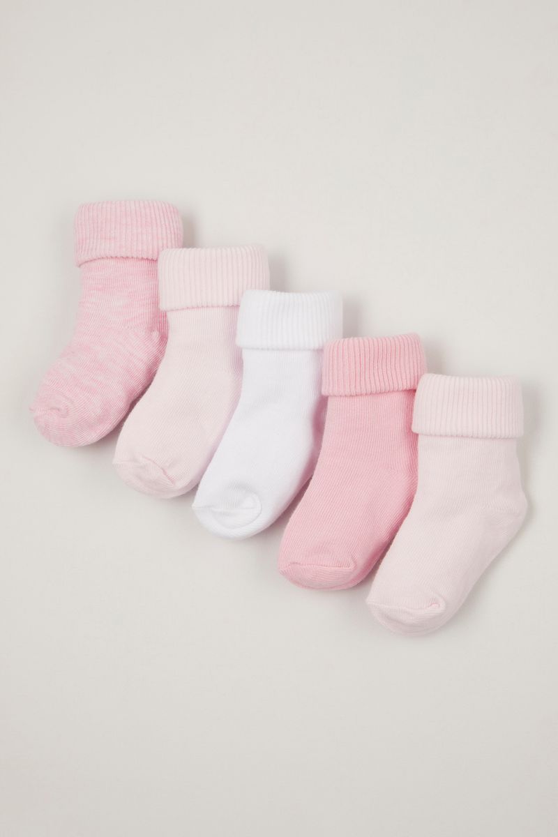 5 pack pink turn over socks