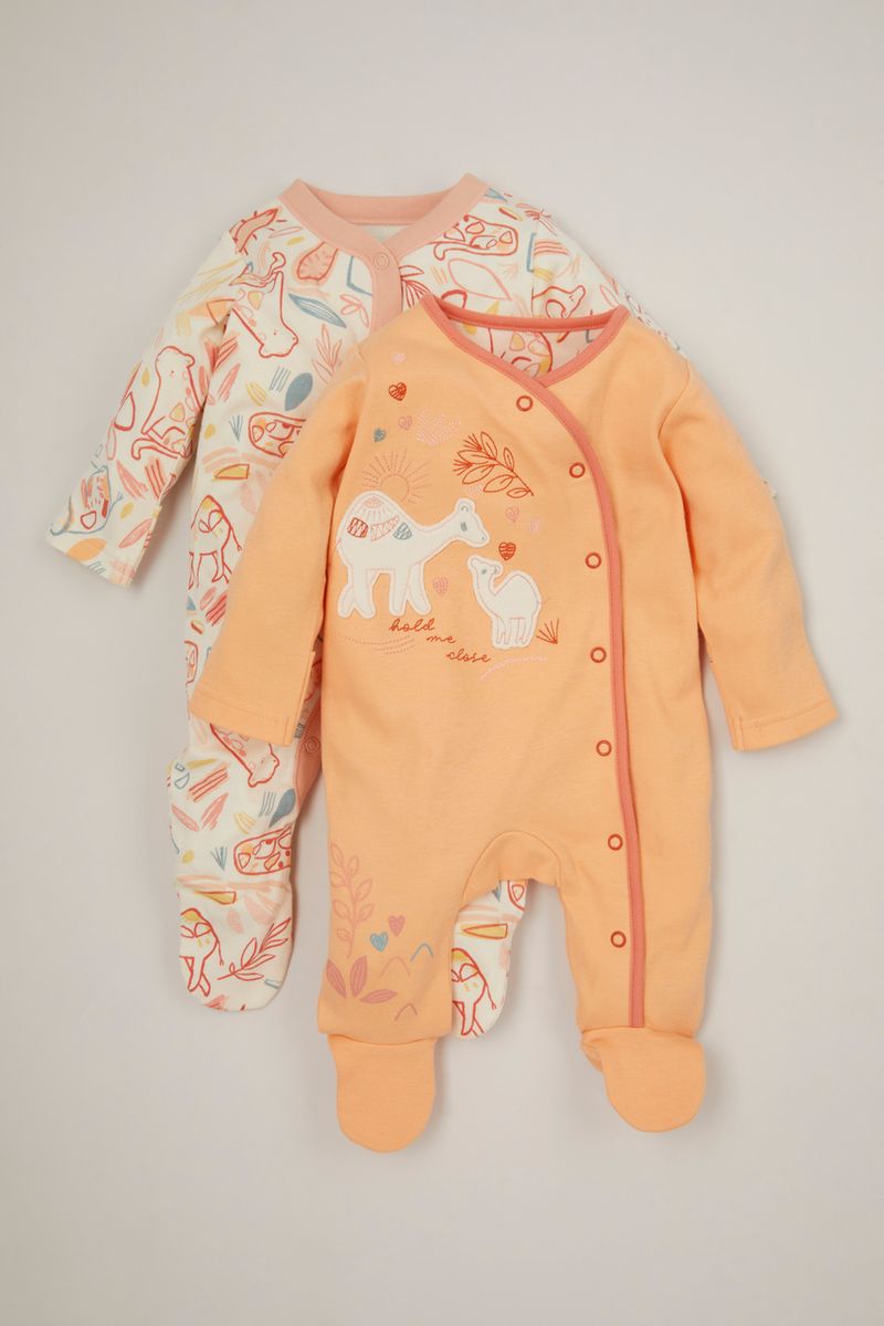 2 Pack Mummy Camel & Baby sleepsuits