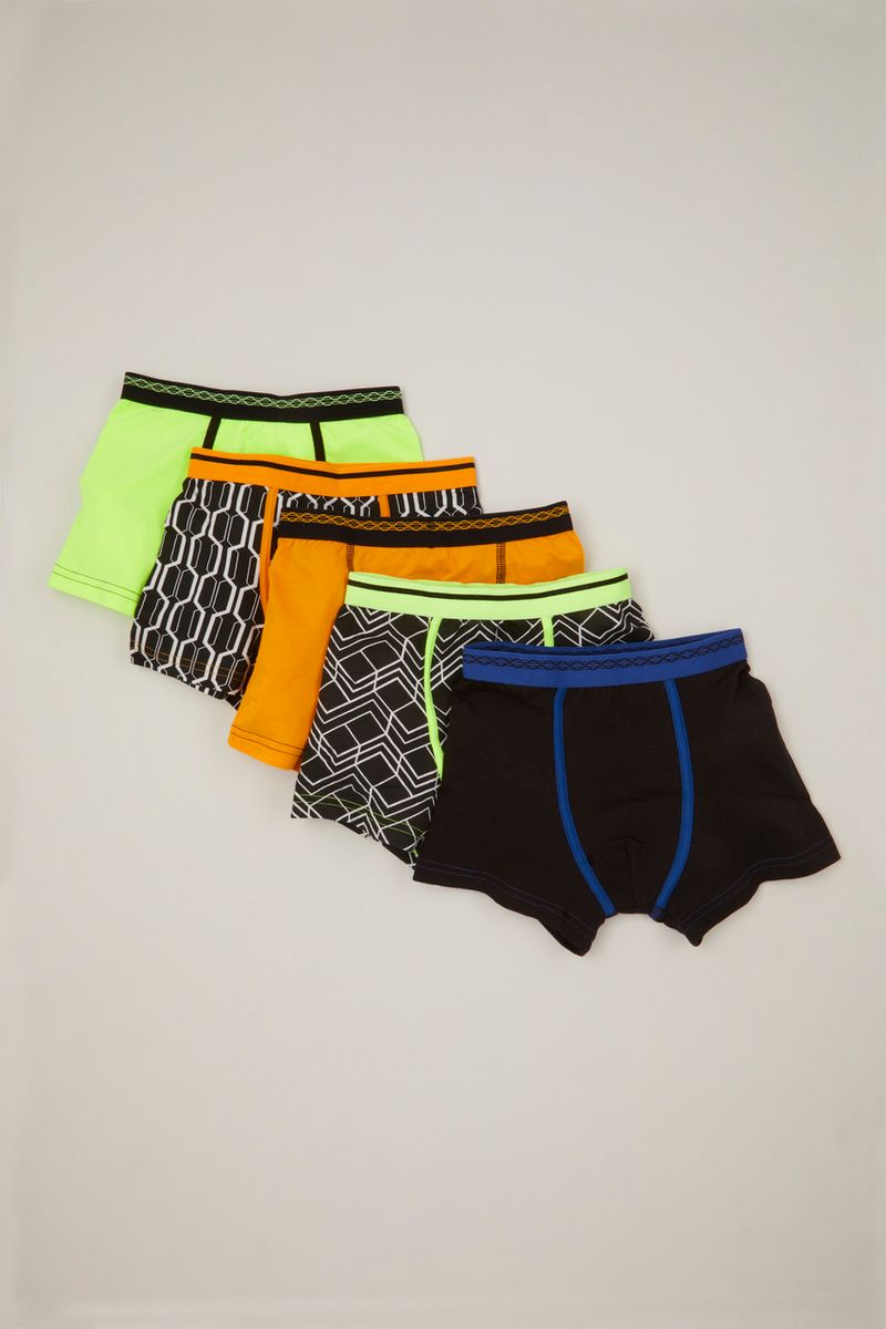 5 Pack Monochrome Geometric Print Trunks