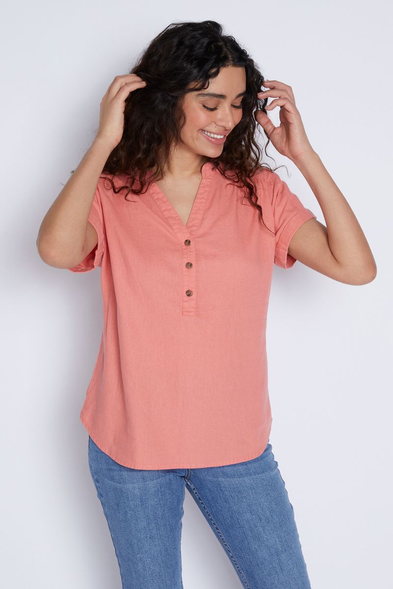 Coral Linen Overhead Shirt