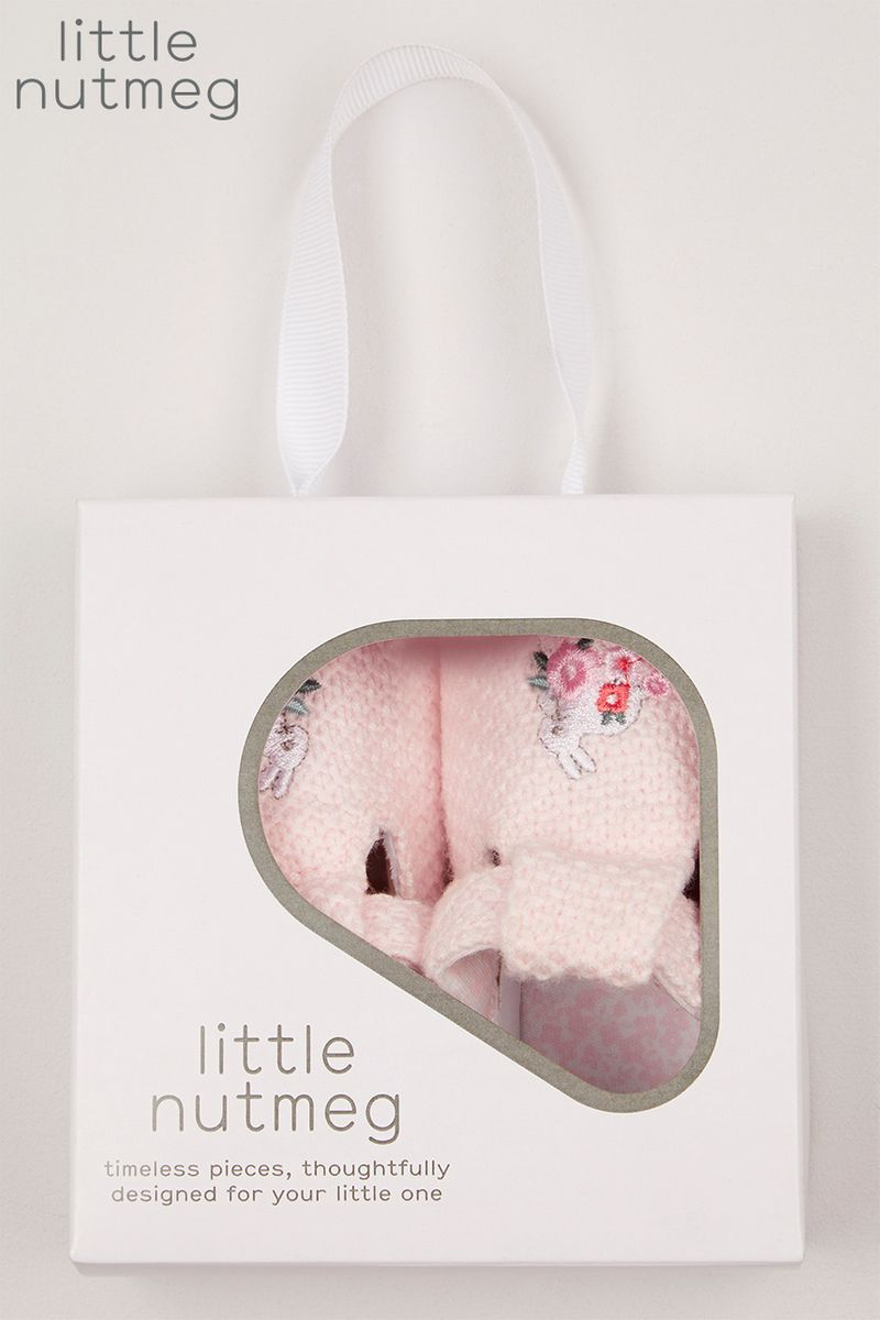 Little Nutmeg Pink Knitted Pram shoes