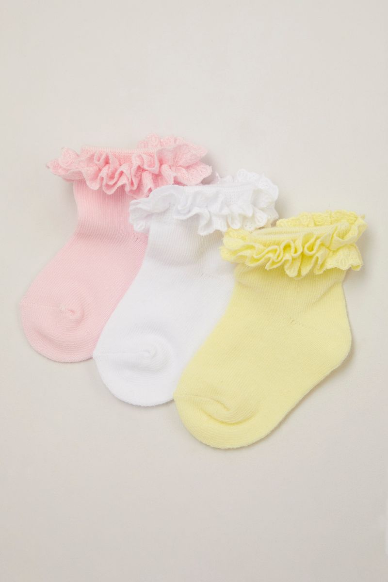 3 Pack Pink Lace Socks