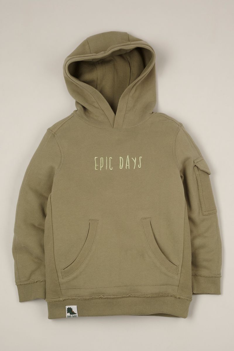 Khaki Raw Edge Hoodie