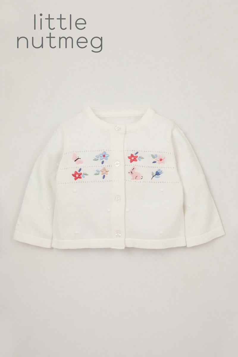 Little Nutmeg White Embroidered cardigan