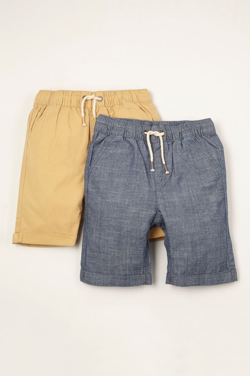 2 Pack Chambray & Sand Chino Shorts 1-14yrs