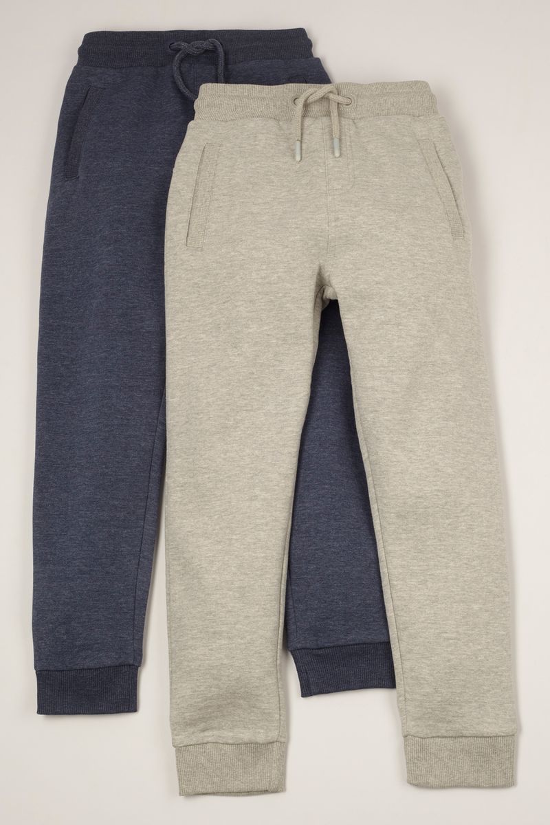 2 Pack Grey Marl & Blue Joggers 1-14yrs