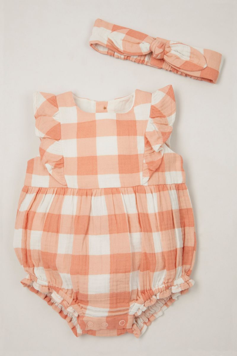 Gingham Romper & headband