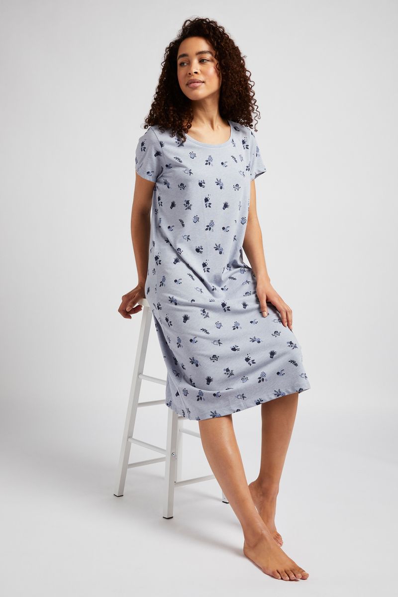Blue Garden Print Nightie