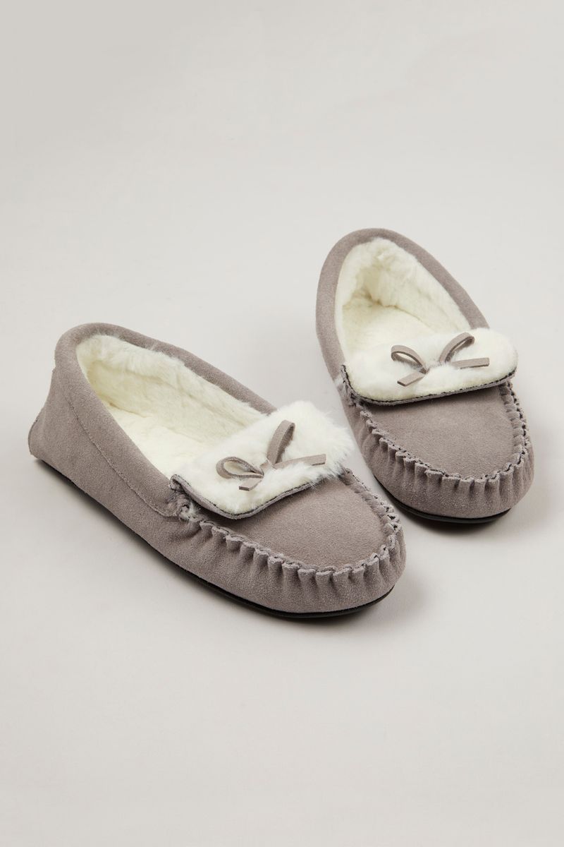Grey Suede Moccasins