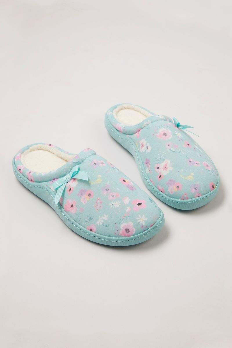 Blue Floral Cupsole Slippers