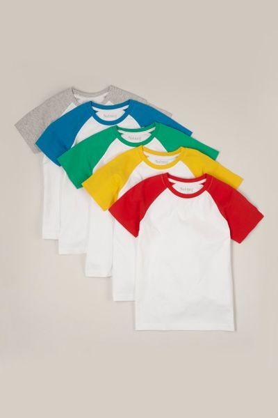 5 Pack Colourful Raglan T-shirts
