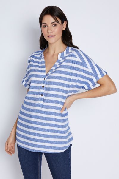Blue Stripe Linen Overhead Shirt