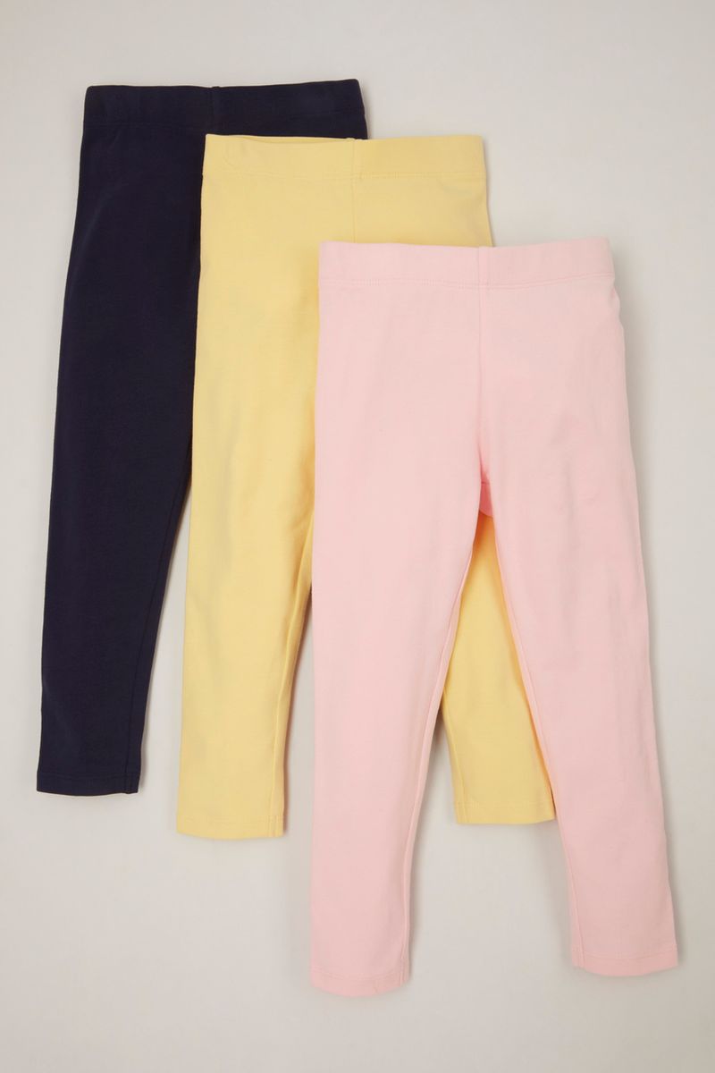 3 Pack Pink Yellow Navy leggings