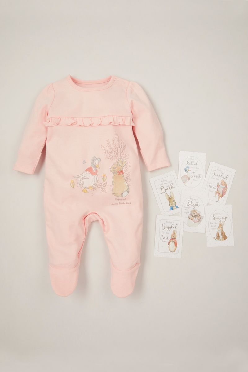 Peter Rabbit Pink Sleepsuit with Baby Memory cards