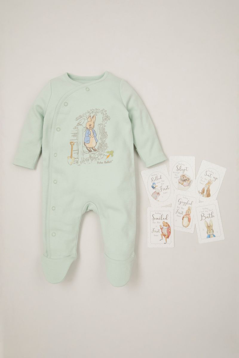 Peter Rabbit Green Sleepsuit with Baby Memory cards