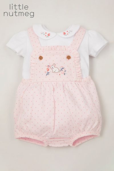 Little Nutmeg Pink Polka Dot Romper set