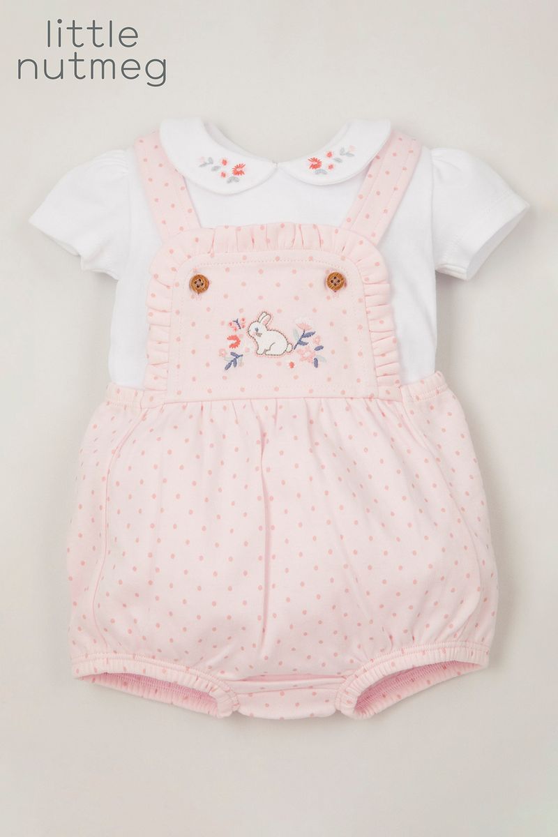 Little Nutmeg Pink Polka Dot Romper set