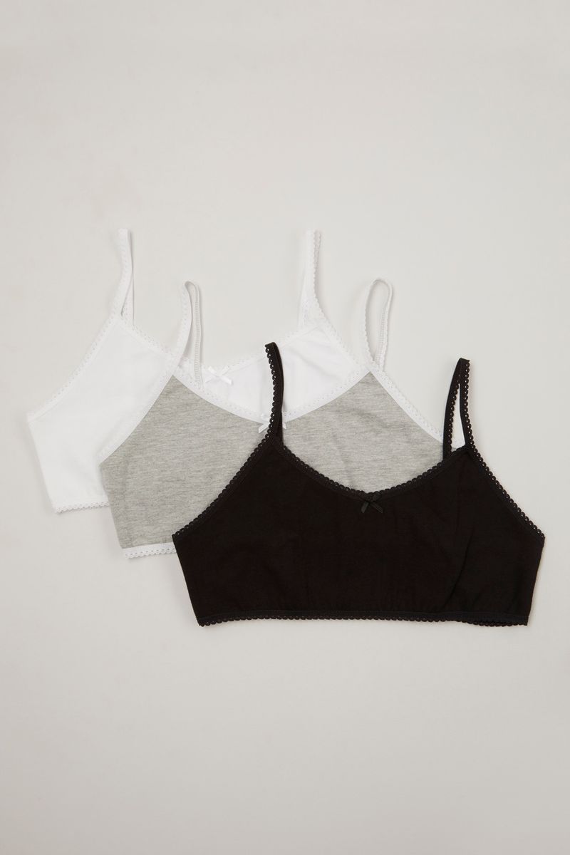 3 Pack Black White & Grey Crop Tops