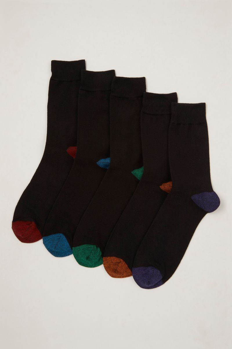 5 Pack Bold Heel & Toe Socks